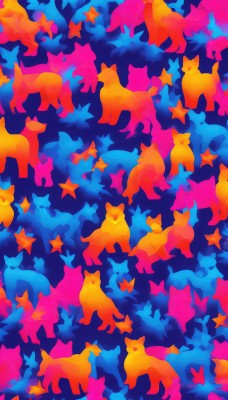 star (symbol),pokemon (creature),no humans,animal,dog,alternate color,animal focus,fox,colorful,shiny pokemon,too many,deer,looking at viewer