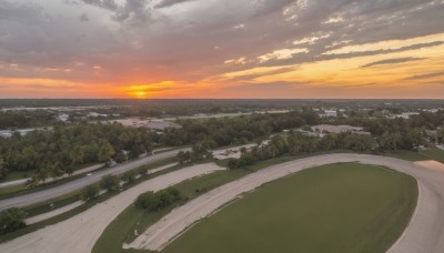 outdoors,sky,cloud,water,tree,no humans,ocean,sunlight,cloudy sky,grass,nature,scenery,forest,sunset,mountain,sun,horizon,road,river,landscape,orange sky,building,city,bush,field,street,path