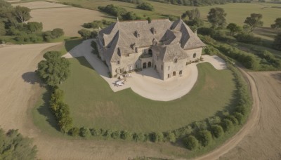 outdoors,day,tree,no humans,window,grass,building,nature,scenery,forest,door,road,bush,house,river,landscape,path,town,from above,field