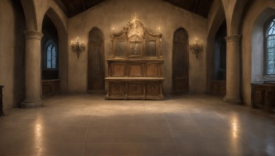 HQ,indoors,no humans,window,night,chair,cat,scenery,reflection,stairs,door,light,candle,architecture,pillar,statue,hallway,church,arch,candlestand,chandelier,table,wooden floor,tiles,tile floor,reflective floor