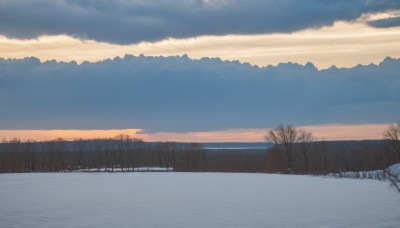 outdoors,sky,day,cloud,water,tree,blue sky,no humans,cloudy sky,nature,scenery,snow,forest,reflection,sunset,mountain,horizon,winter,bare tree,landscape,mountainous horizon,lake,gradient sky,sunrise,grass