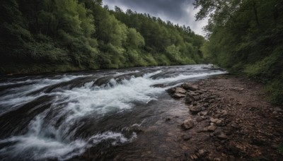 outdoors,sky,day,cloud,water,tree,no humans,cloudy sky,grass,nature,scenery,forest,rock,river,waterfall,landscape,stream,waves