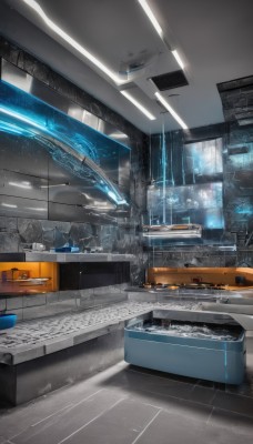 indoors,no humans,window,scenery,science fiction,realistic,tiles,tile floor,spacecraft,ceiling,lights