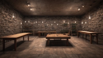 indoors,book,no humans,chair,table,box,scenery,wooden floor,bookshelf,light,lamp,wall,brick wall,stool,shelf,ceiling,restaurant,ceiling light,chandelier,wooden table,wooden chair,tiles,candle,floor,fireplace