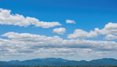 outdoors,sky,day,cloud,blue sky,no humans,cloudy sky,nature,scenery,mountain,field,power lines,landscape,mountainous horizon,hill,cumulonimbus cloud,road