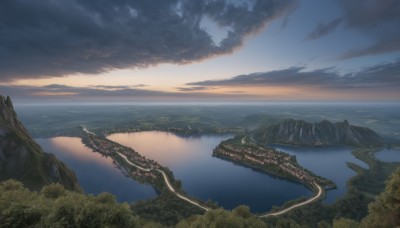 outdoors,sky,cloud,water,tree,no humans,ocean,cloudy sky,nature,scenery,forest,sunset,mountain,fantasy,horizon,river,landscape,lake,beach,shore,cliff,island