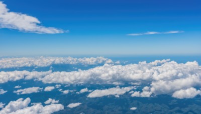 monochrome,outdoors,sky,day,cloud,blue sky,no humans,ocean,cloudy sky,scenery,blue theme,horizon,landscape,above clouds,water,island