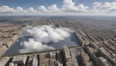 outdoors,sky,day,cloud,water,blue sky,no humans,ocean,cloudy sky,building,scenery,city,horizon,cityscape,landscape,dutch angle,from above