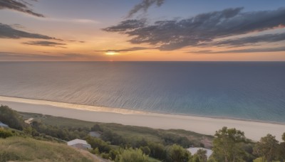 outdoors,sky,cloud,water,tree,no humans,ocean,beach,sunlight,cloudy sky,grass,nature,scenery,forest,sunset,mountain,sun,horizon,road,river,landscape,mountainous horizon,lake,shore,hill