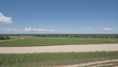 outdoors,sky,day,cloud,blue sky,no humans,cloudy sky,grass,ground vehicle,nature,scenery,mountain,horizon,road,field,landscape,hill,tree,forest