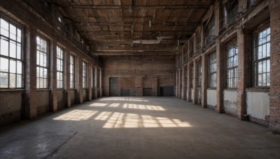 day,indoors,no humans,window,shadow,sunlight,scenery,stairs,door,shade,wall,ruins,hallway,tiles,tile floor,brick wall,ceiling