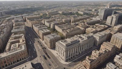 outdoors,day,tree,no humans,from above,building,scenery,city,road,cityscape,bridge,river,landscape,sky,skyscraper