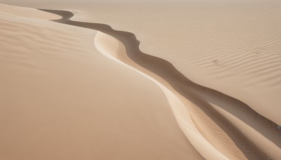 solo,outdoors,water,from side,no humans,shadow,beach,scenery,reflection,brown background,sand,desert,1girl,close-up,realistic,brown theme