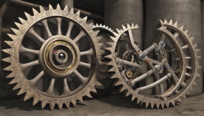 artist name,no humans,shadow,watermark,web address,gears,still life,wheel,steampunk,solo,weapon,signature,dated,vehicle focus