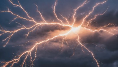 outdoors,sky,cloud,no humans,cloudy sky,scenery,sun,electricity,lightning,pokemon (creature),bird,blue theme