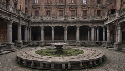 outdoors,day,water,no humans,window,building,scenery,stairs,fantasy,road,architecture,bridge,pillar,arch,column,watermark,grass,ruins