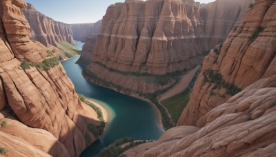 outdoors,sky,day,water,tree,no humans,sunlight,nature,scenery,forest,mountain,river,waterfall,landscape,lake,cliff,cave,cloud,blue sky,ocean,rock,fantasy,horizon,desert