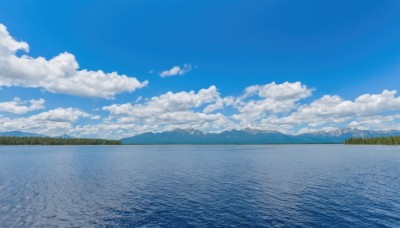 outdoors,sky,day,cloud,water,tree,blue sky,no humans,ocean,cloudy sky,grass,nature,scenery,forest,reflection,mountain,horizon,road,summer,river,landscape,mountainous horizon,lake,hill,blue theme