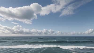 monochrome,outdoors,sky,day,cloud,water,blue sky,no humans,ocean,beach,cloudy sky,nature,scenery,sand,horizon,waves,landscape,shore,blue theme