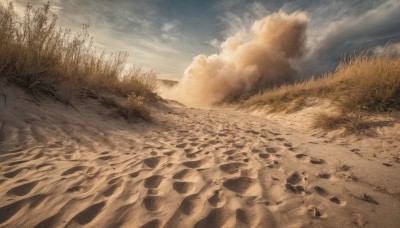 outdoors,sky,day,cloud,water,tree,blue sky,no humans,cloudy sky,grass,nature,scenery,reflection,rock,sand,road,field,landscape,plant,horizon,desert