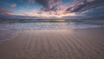 outdoors, sky, cloud, water, no humans, ocean, beach, cloudy sky, scenery, sunset, sand, horizon, waves, shore