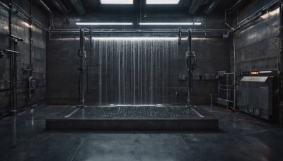 indoors,water,no humans,window,sunlight,scenery,rain,door,tiles,light,cable,tile floor,ceiling light,industrial pipe,light rays