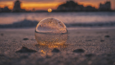 outdoors, blurry, no humans, depth of field, blurry background, scenery, rock, coin