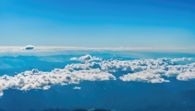 monochrome,outdoors,sky,day,cloud,water,blue sky,no humans,ocean,cloudy sky,scenery,blue theme,horizon,waves,landscape,island