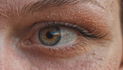 solo,looking at viewer,bangs,1boy,yellow eyes,male focus,blurry,eyelashes,close-up,1other,reflection,realistic,eye focus,freckles