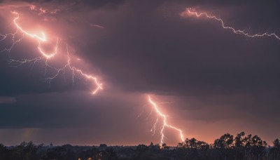 outdoors,sky,cloud,tree,no humans,cloudy sky,grass,nature,scenery,forest,electricity,lightning,night,sunset,dark,landscape