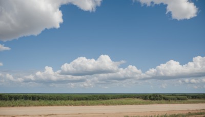 outdoors,sky,day,cloud,blue sky,no humans,ocean,beach,cloudy sky,grass,nature,scenery,horizon,road,field,landscape,hill,bird