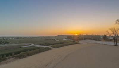 outdoors,sky,cloud,water,tree,no humans,beach,sunlight,nature,scenery,sunset,mountain,sand,sun,horizon,road,bare tree,river,landscape,mountainous horizon,gradient sky,shore,orange sky,sunrise,ocean,grass,forest