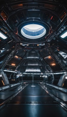 signature,no humans,robot,scenery,machinery,science fiction,realistic,cable,space,spacecraft,lights,cockpit,1girl,solo,indoors,floating,planet,spacesuit,very wide shot