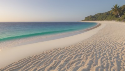 outdoors,sky,day,water,tree,blue sky,no humans,ocean,beach,scenery,sunset,sand,palm tree,horizon,waves,shore,cloud,nature