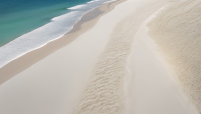 1girl,solo,outdoors,water,no humans,ocean,beach,scenery,sand,day,realistic,waves,shore