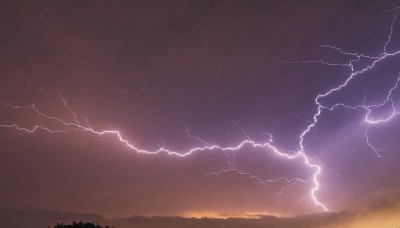 outdoors,sky,cloud,tree,no humans,cloudy sky,scenery,sunset,mountain,electricity,lightning,landscape,nature,forest