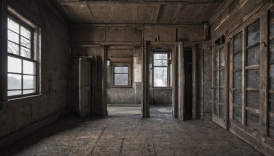 outdoors,day,indoors,tree,no humans,window,scenery,snow,stairs,door,bare tree,hallway,wooden floor,tiles,wall,tile floor,floor,ceiling