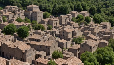 outdoors,tree,no humans,traditional media,building,nature,scenery,forest,city,ruins,fantasy,castle