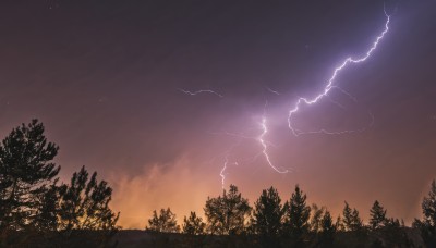 outdoors,sky,cloud,tree,no humans,night,star (sky),nature,night sky,scenery,forest,sunset,mountain,electricity,lightning,cloudy sky,dark