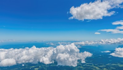 outdoors,sky,day,cloud,blue sky,no humans,ocean,cloudy sky,nature,scenery,blue theme,horizon,landscape,water,mountain,island