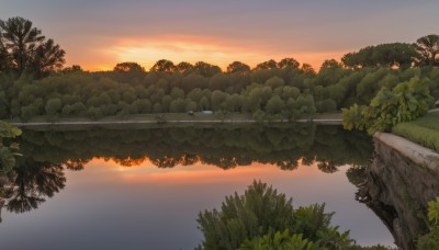 outdoors,sky,cloud,water,tree,no humans,grass,plant,nature,scenery,forest,reflection,sunset,sun,road,bush,river,evening,landscape,lake,gradient sky,orange sky,horizon,reflective water