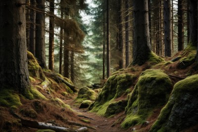 outdoors,day,tree,no humans,sunlight,grass,nature,scenery,forest,light rays,rock,sunbeam,ruins,moss,overgrown,plant,landscape