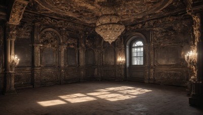 day,indoors,no humans,window,shadow,sunlight,scenery,light rays,stairs,door,light,candle,wall,architecture,pillar,church,arch,candlestand,chandelier,column,fire