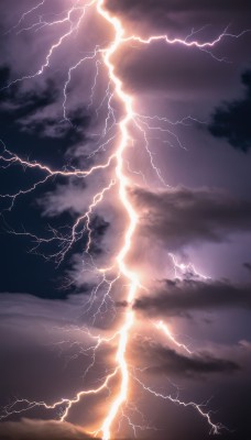 solo,1boy,standing,outdoors,sky,cloud,no humans,ocean,cloudy sky,scenery,electricity,lightning,horizon,landscape