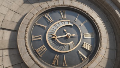 no humans,shadow,from above,scenery,clock,gears,roman numeral,solo,watch,tower,pocket watch,still life,clock tower,analog clock,brick floor