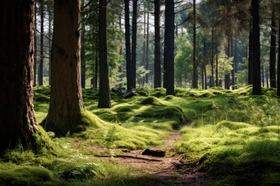 outdoors,day,tree,no humans,sunlight,grass,nature,scenery,forest,light rays,rock,road,green theme,landscape,path,moss,plant,ruins,power lines