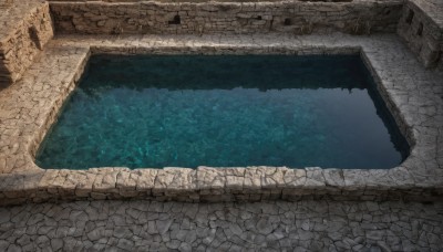 outdoors,water,no humans,from above,building,scenery,stairs,ruins,bridge,wall,stone wall