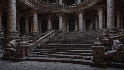 outdoors,indoors,no humans,scenery,stairs,architecture,ruins,pillar,statue,arch,column,stone stairs