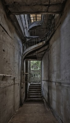 outdoors,day,indoors,signature,tree,no humans,window,sunlight,building,scenery,stairs,door,railing,alley,stone stairs,plant,wall