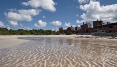 outdoors,sky,day,cloud,water,tree,blue sky,no humans,ocean,beach,cloudy sky,building,nature,scenery,forest,city,road,house,river,sand,horizon,shore